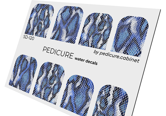 Pedicure Python. Large. Color. Blue. Nail water decals SD-120