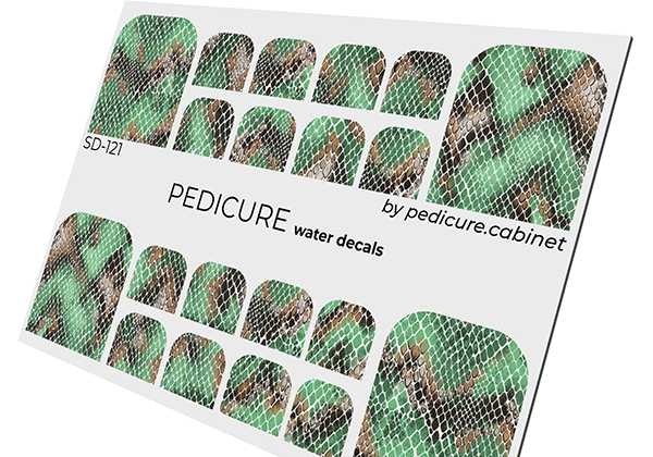 Pedicure Python. Color. Green. Nail water decals SD-121