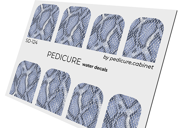 Pedicure Python. Large. Color. Blue. Nail water decals SD-124