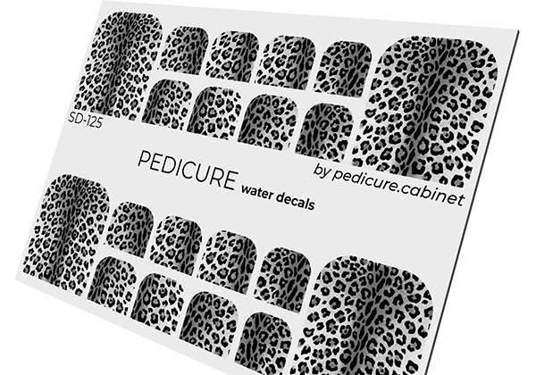 Pedicure Leo. Color. Grey. Nail water decals SD-125