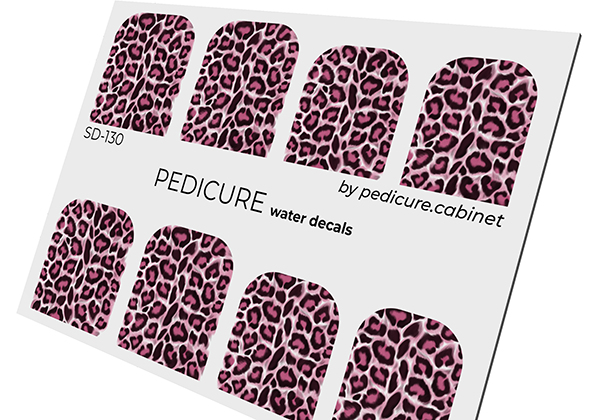 Pedicure Leo. Large. Color. Pink. Nail water decals SD-130