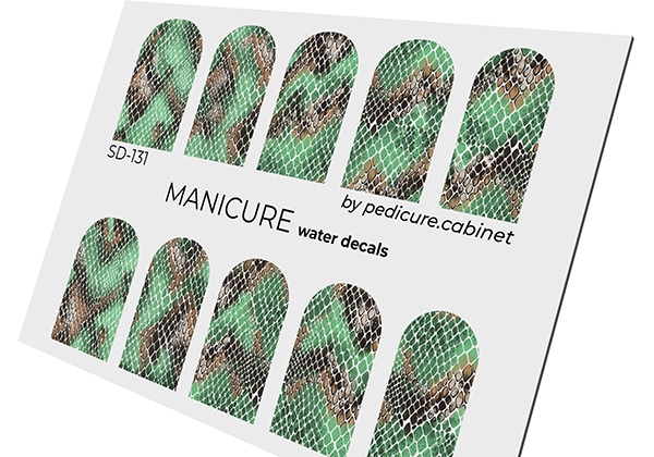 Manicure Python. Color. Green. Nail water decals SD-131