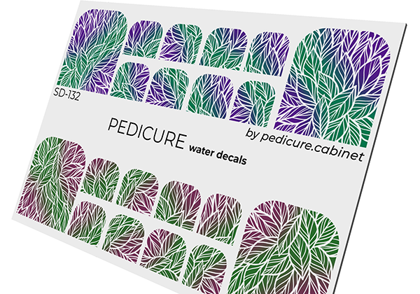 Pedicure Leafs. Color. Gradient. Nail water decals SD-132