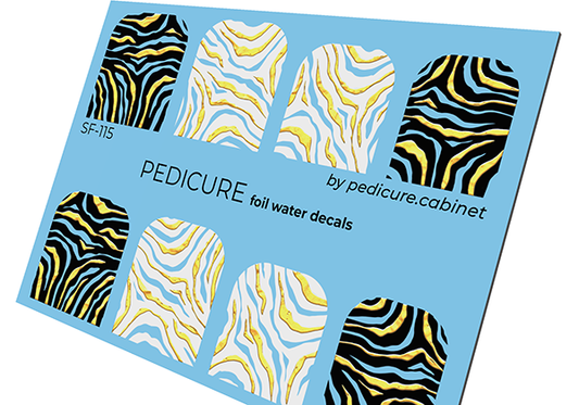 Pedicure Zebra. Large. Foil gold. Nail water decals SF-115