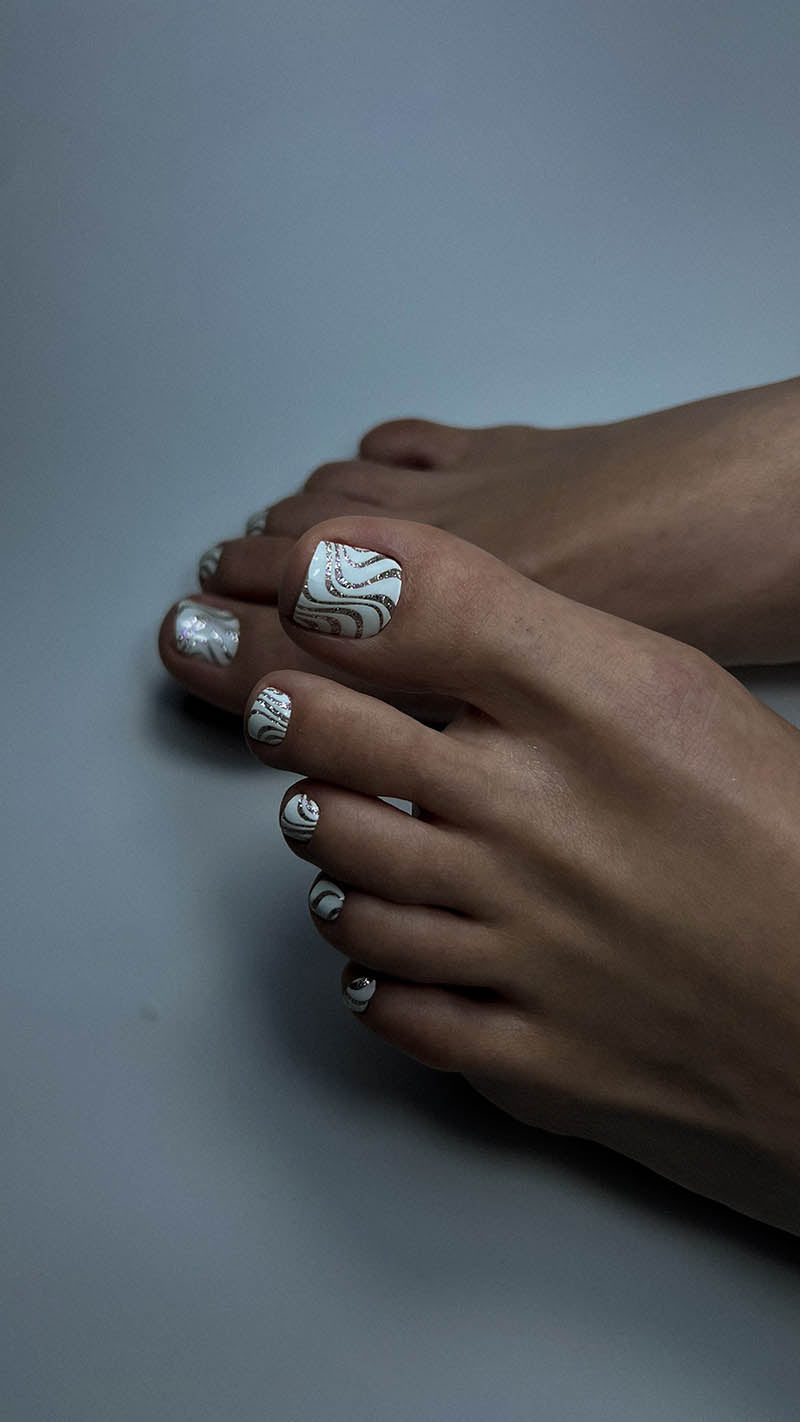 Pedicure Waves. Nail water decals SR-011