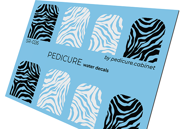 Pedicure Zebra. Large. Nail water decals SR-026