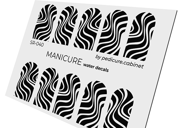 Manicure Waves. Black. Nail water decals SR-040