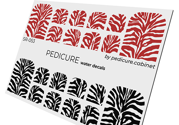 Pedicure Zebra. 2 colors. Nail water decals SR-053