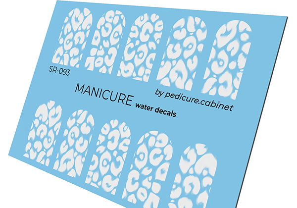 Manicure Leo. Large white. Nail water decals SR-093