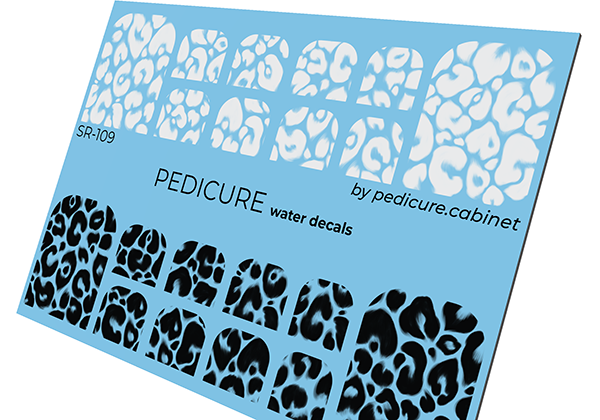 Pedicure Leo. Large black and white. Nail water decals SR-109