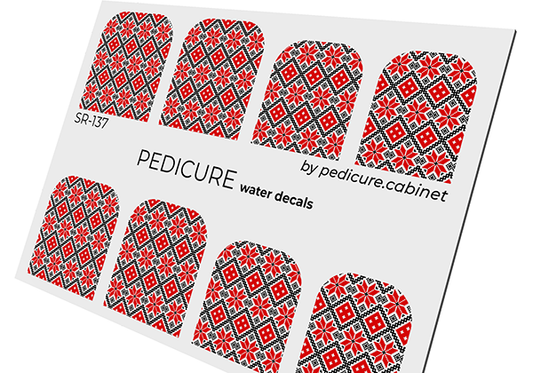 Pedicure Ornament. Big ones. Red and black. Nail water decals SR-137