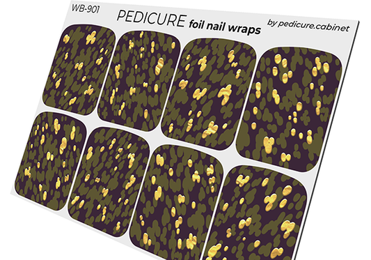 Pedicure Khaki stains. Foil gold. Large. Nail wrap WB-901