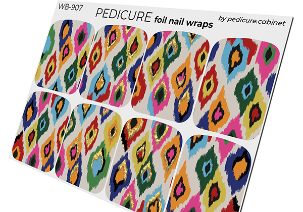 Pedicure Cardigan. Foil gold. Large. Nail wrap WB-907