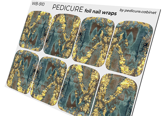 Pedicure Fabric. Foil gold. Large. Nail wrap WB-910