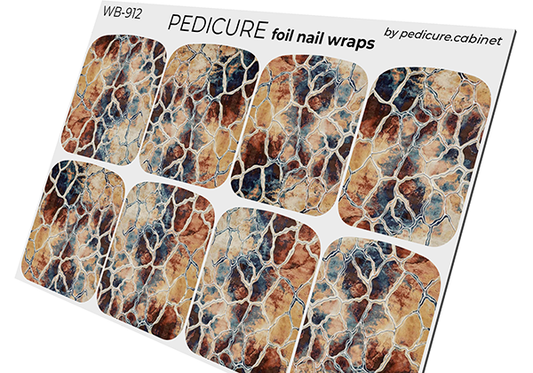 Pedicure Desert. Foil silver. Large. Nail wrap WB-912