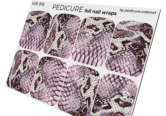 Pedicure Python. Lilac. Foil silver. Large. Nail wrap WB-918