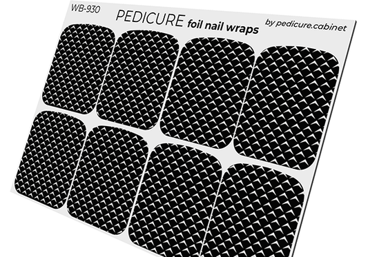 Pedicure Checkmarks. Foil silver. Large. Nail wrap WB-930