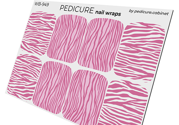 Pedicure Mix animal. Pink Zebra thin. Large. Nail wrap WB-949