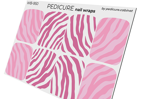 Pedicure Mix animal. Pink Zebra wide. Large. Nail wrap WB-950