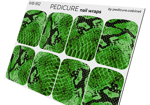 Pedicure Python. Green. Large. Nail wrap WB-952