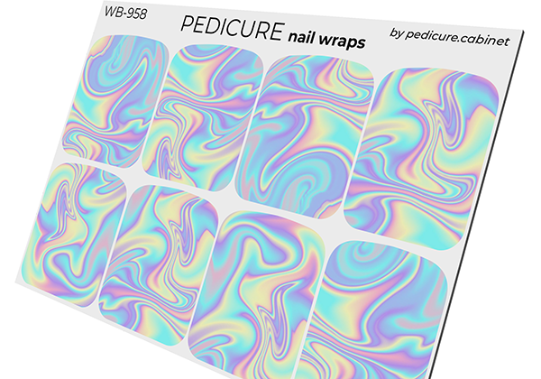 Pedicure Divorces. Blue yellow lilac. Large. Nail wrap WB-958