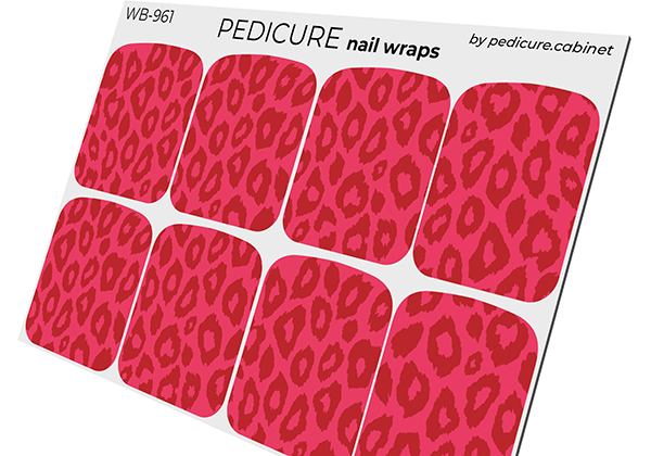 Pedicure Leo monochrome. Red. Large. Nail wrap WB-961