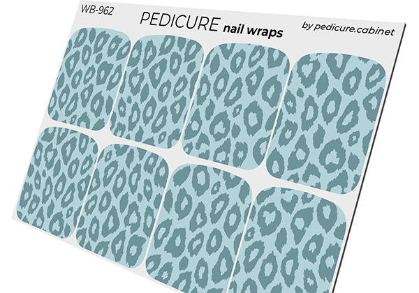 Pedicure Leo monochrome. Blue. Large. Nail wrap WB-962