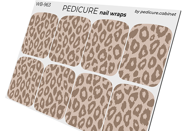 Pedicure Leo monochrome. Brown. Large. Nail wrap WB-963