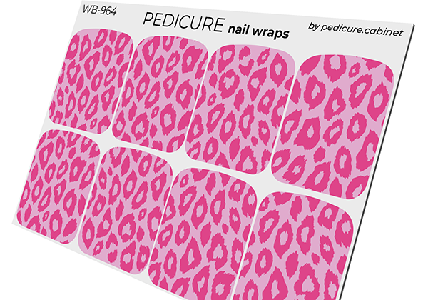 Pedicure Leo monochrome. Pink. Large. Nail wrap WB-964