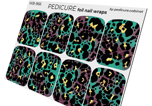 Pedicure Spots. Dark green. Foil gold. Large. Nail wrap WB-966