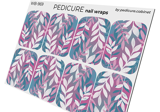 Pedicure White twigs. Large. Nail wrap WB-969