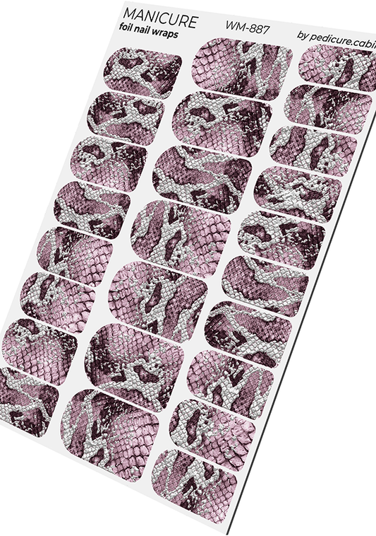 Manicure Python. Lilac. Foil silver. Nail wrap WM-887