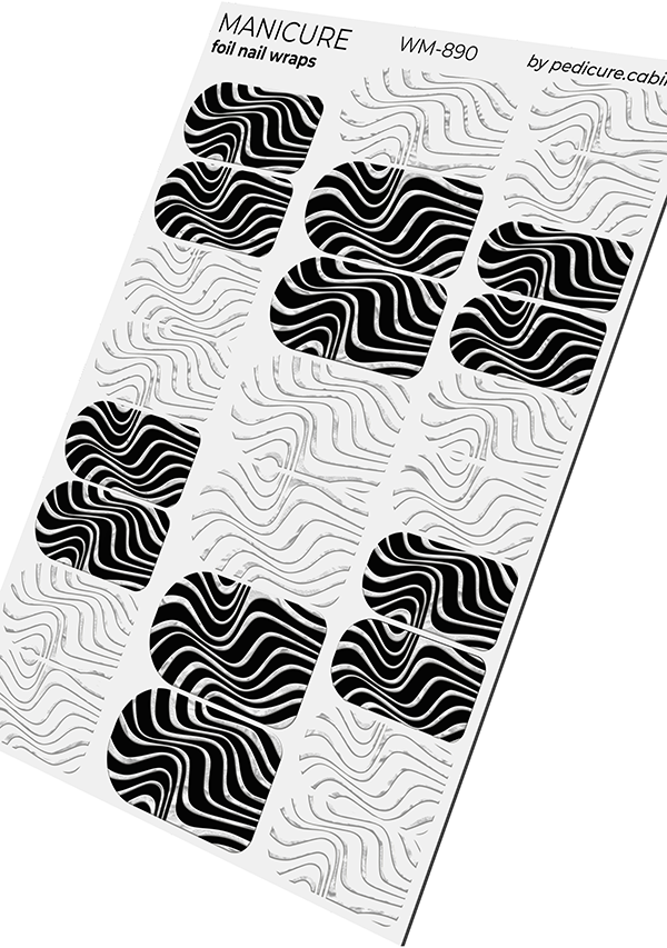 Manicure Waves. Foil silver. Nail wrap WM-890