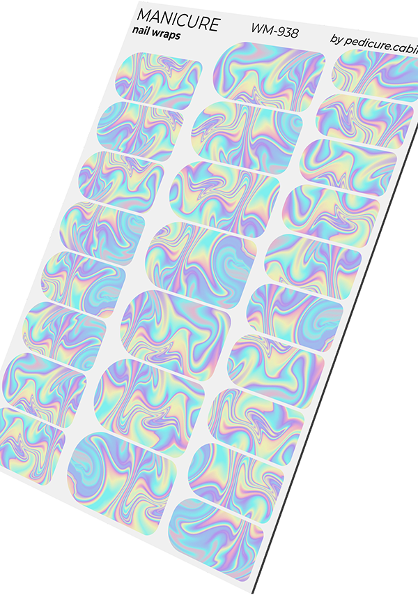 Manicure Divorces. Blue yellow lilac. Nail wrap WM-938