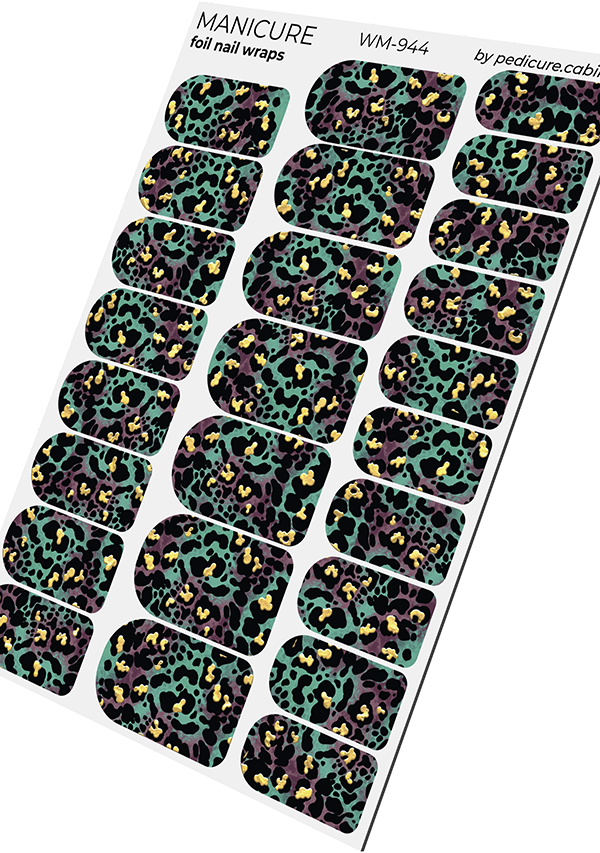 Manicure Stains. Dark green. Foil gold. Nail wrap WM-944