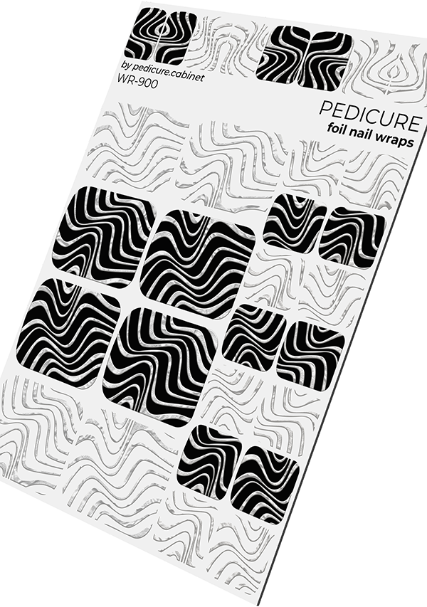 Pedicure Waves. Foil silver. Nail wrap WR-900