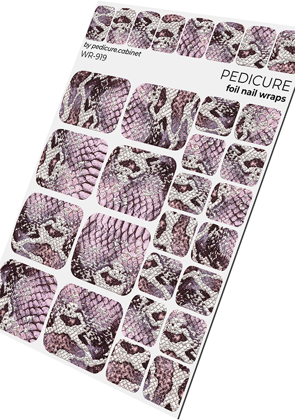 Pedicure Python. Lilac. Foil silver. Nail wrap WR-919