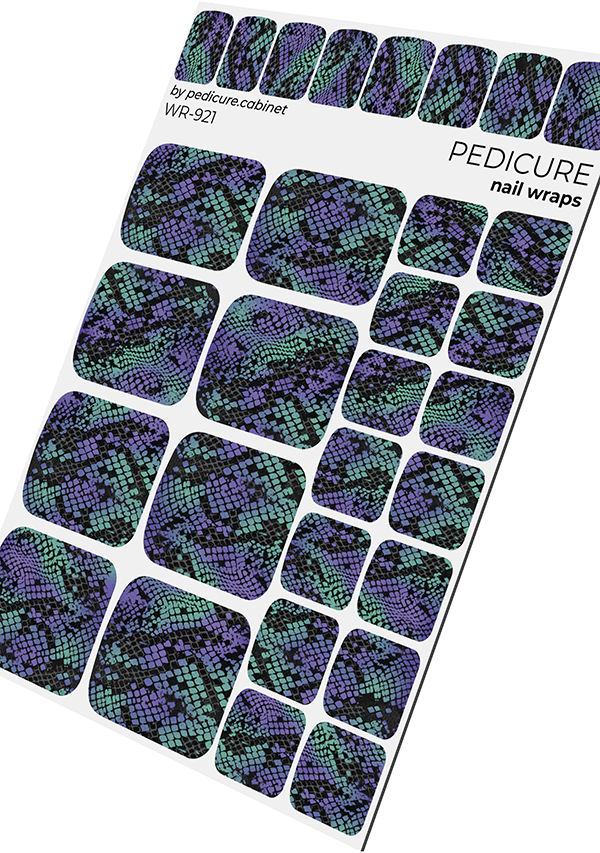 Pedicure Reptile. Green purple. Nail wrap WR-921