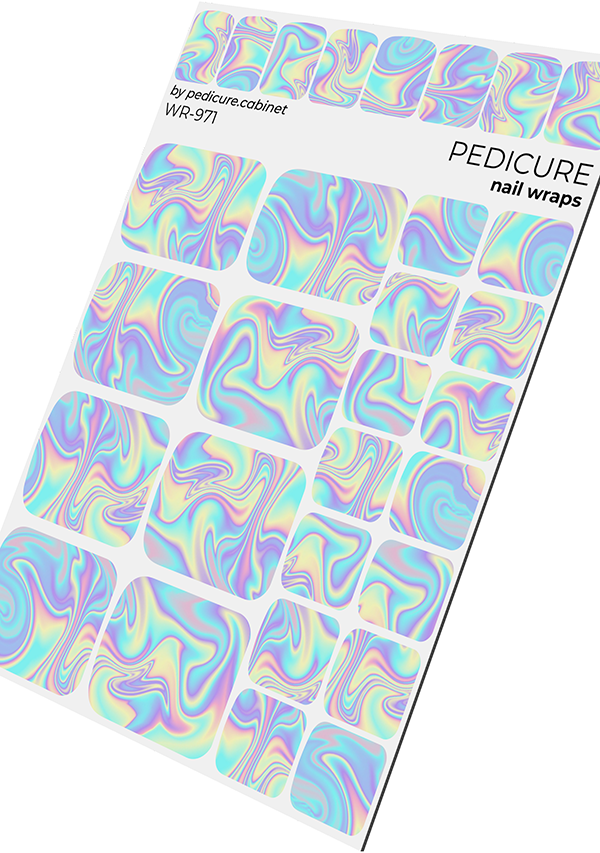 Pedicure Divorces. Blue yellow lilac. Nail wrap WR-971