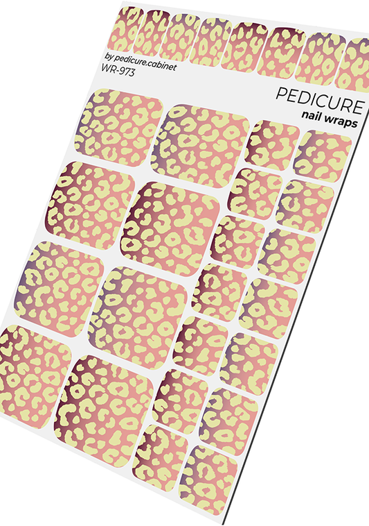 Pedicure Leo gradient. Yellow spots. Nail wrap WR-973