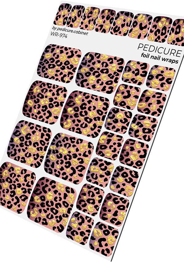 Pedicure Leo gradient. Burgundy purple. Foil gold. Nail wrap WR-974