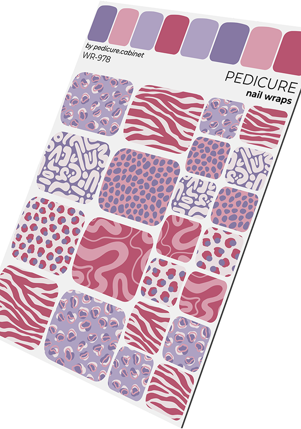 Pedicure Mix. Berry purple. Nail wrap WR-978