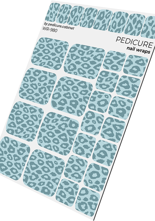 Pedicure Leo monochrome. Blue. Nail wrap WR-980