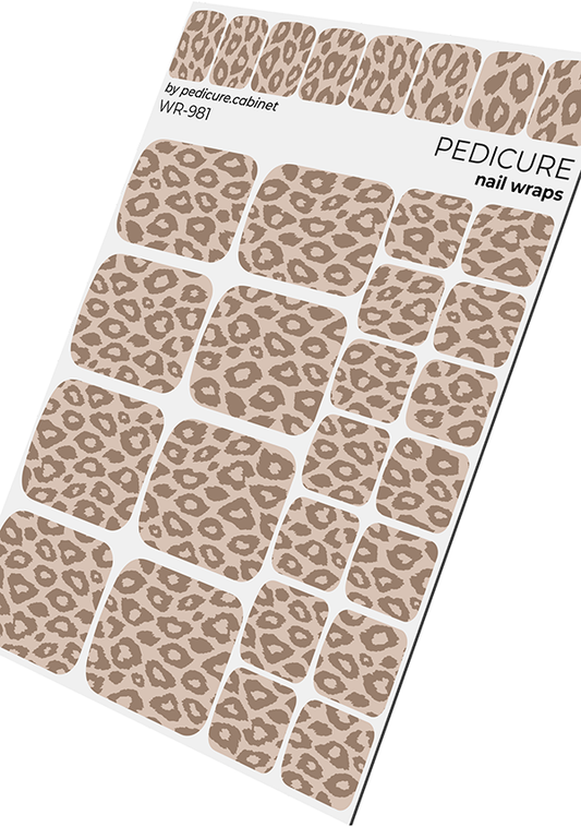 Pedicure Leo monochrome. Brown. Nail wrap WR-981