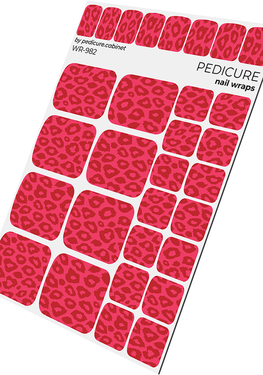 Pedicure Leo monochrome. Red. Nail wrap WR-982