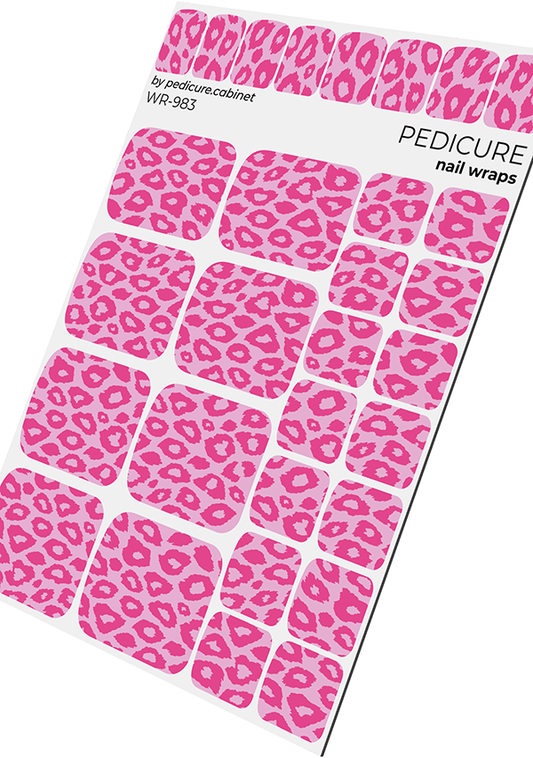 Pedicure Leo monochrome. Pink. Nail wrap WR-983