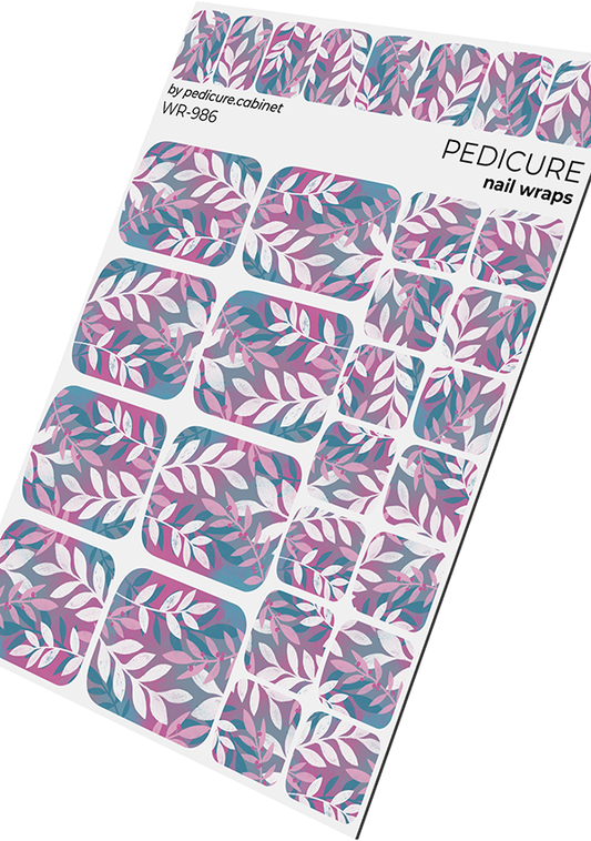 Pedicure White twigs. Nail wrap WR-986