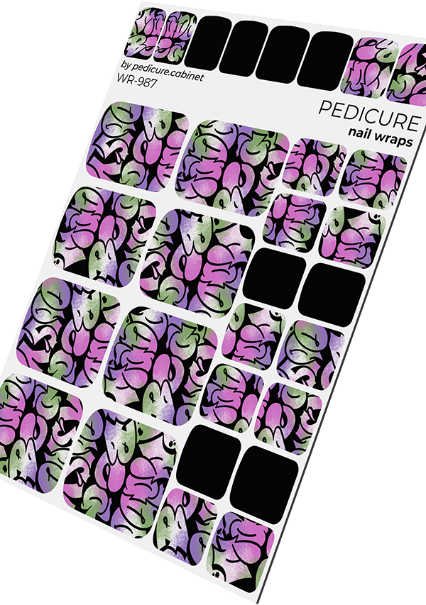 Pedicure Graffiti. Khaki purple. Nail wrap WR-987