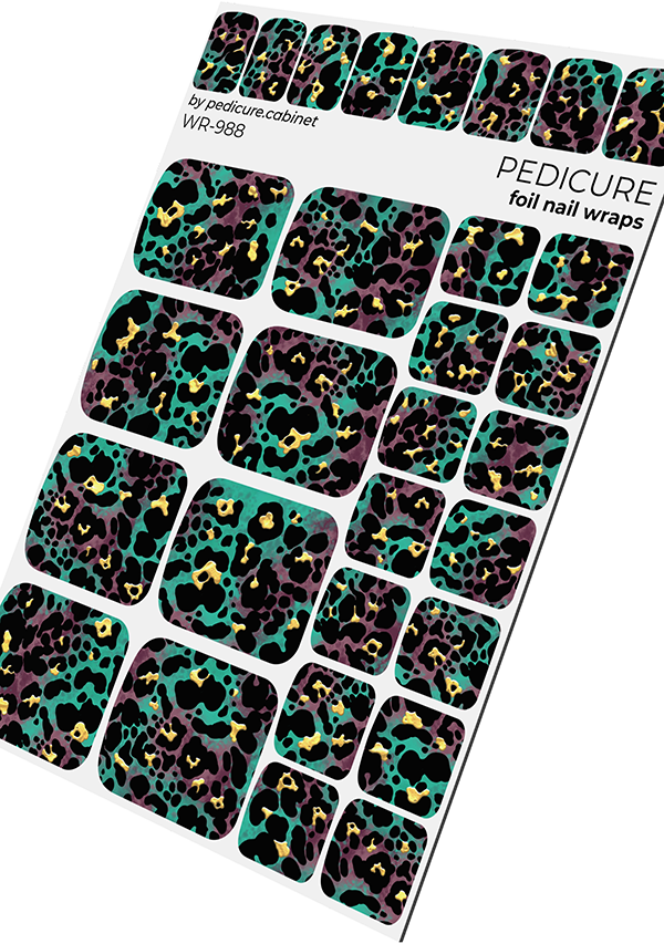 Pedicure Spots. Dark green. Foil gold. Nail wrap WR-988