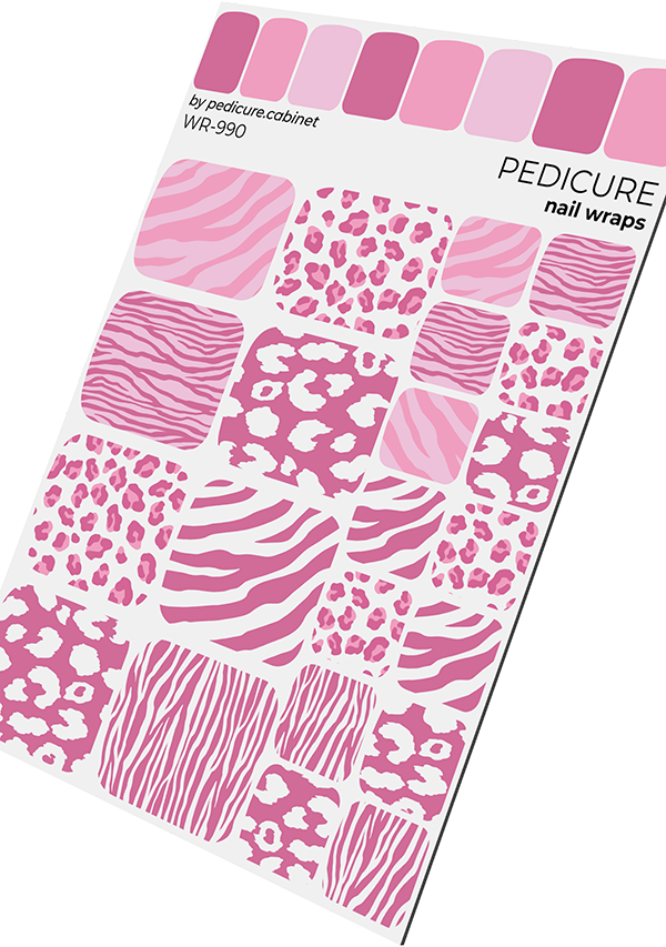 Pedicure Mix animal. Pink. Nail wrap WR-990